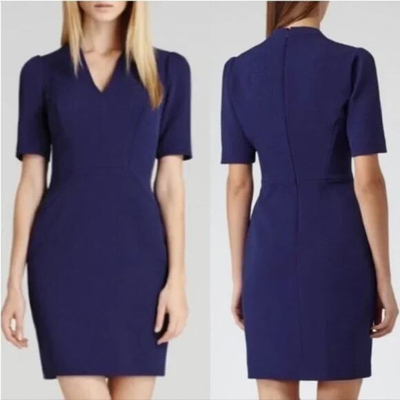 Reiss Womens Hailie Royal Blue Fitted Sheath Dress US 10 - Picture 1 of 6
